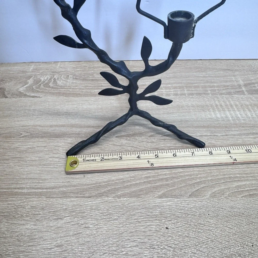 Benjara BM185945 Cast Iron Tree Branch 3 Taper Candle‎ Holder Black